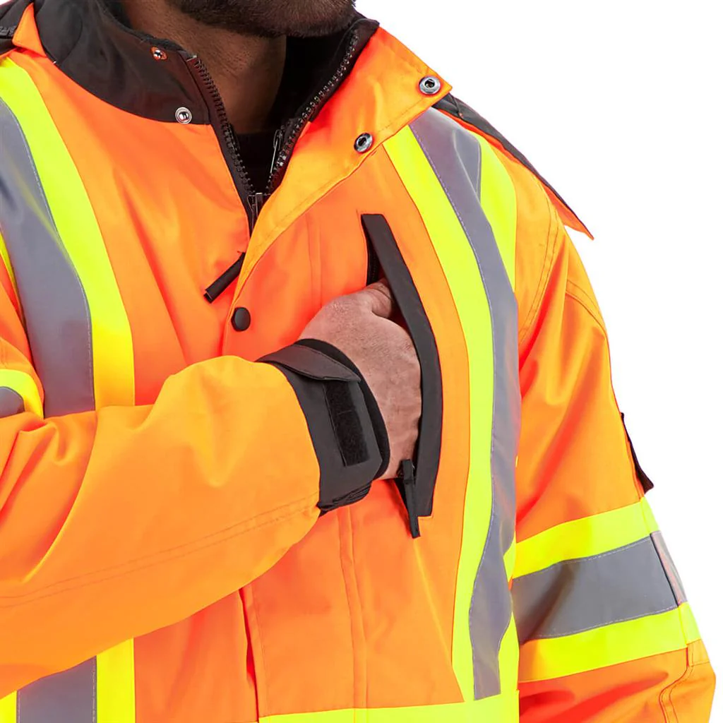 DuraDrive Orange 6-in-1 Hi-Vis Insulated Safety Traffic Jacket - Image 4