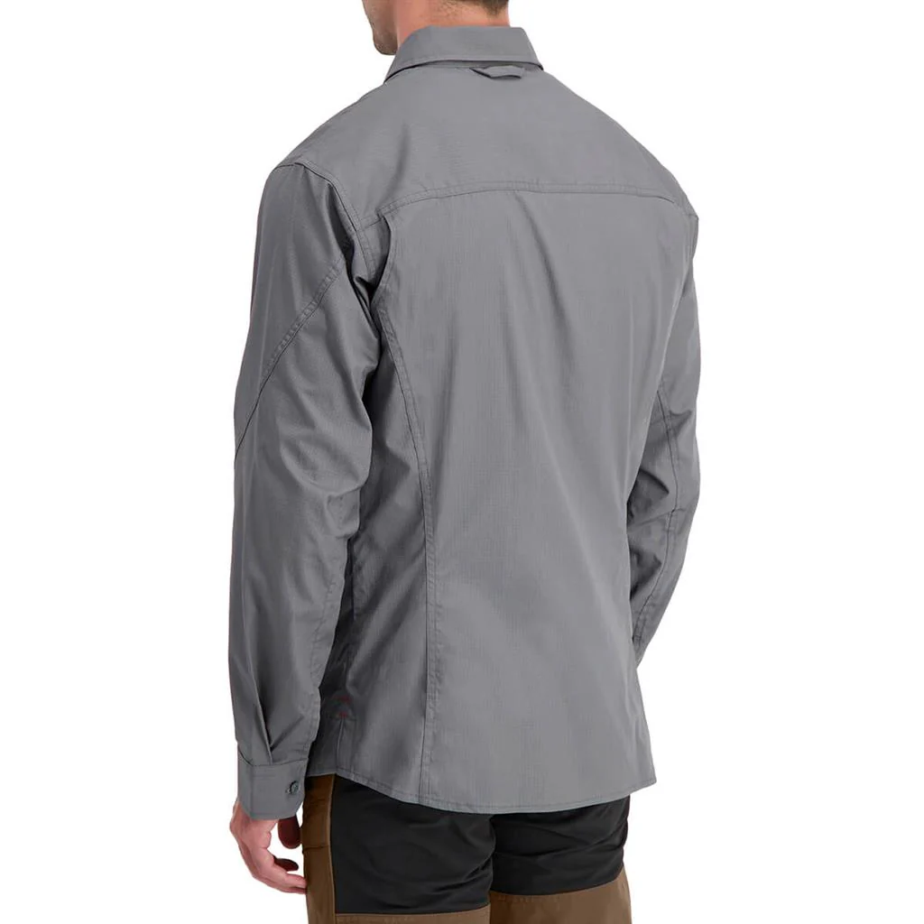 DuraDrive Men's HERO RED LABEL Grey Ripstop Long Sleeve Work Shirt - Image 3