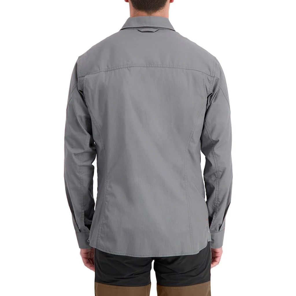 DuraDrive Men's HERO RED LABEL Grey Ripstop Long Sleeve Work Shirt - Image 4