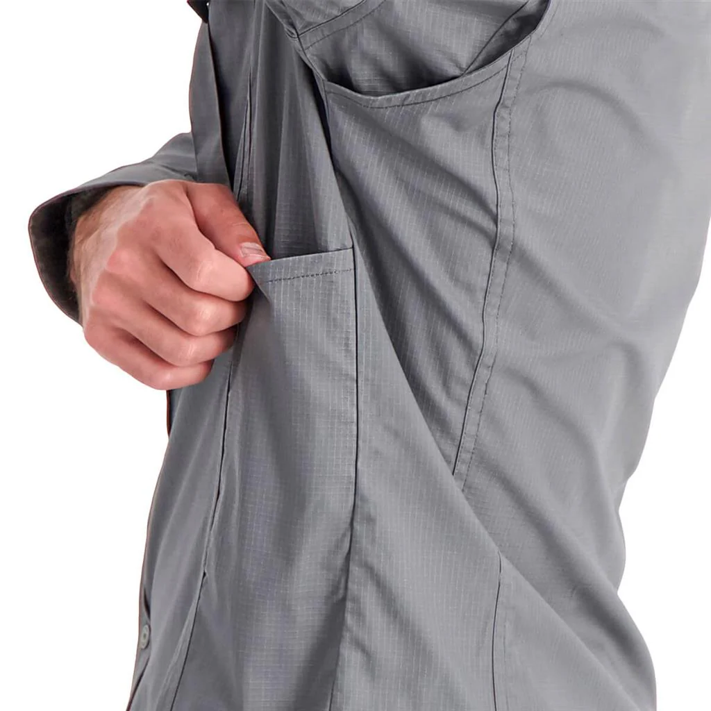 DuraDrive Men's HERO RED LABEL Grey Ripstop Long Sleeve Work Shirt - Image 6