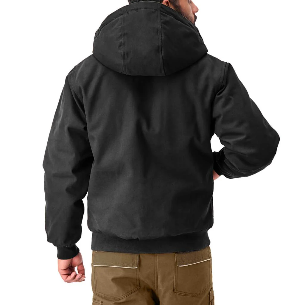 DuraDrive Men's Insulated Canvas Hooded Work Jacket, Black - Image 3