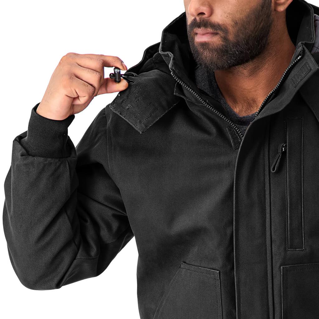 DuraDrive Men's Insulated Canvas Hooded Work Jacket, Black - Image 4