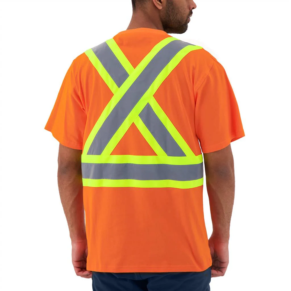DuraDrive Men's Orange Hi-Vis Short Sleeve Cotton Safety T-Shirt - Image 3