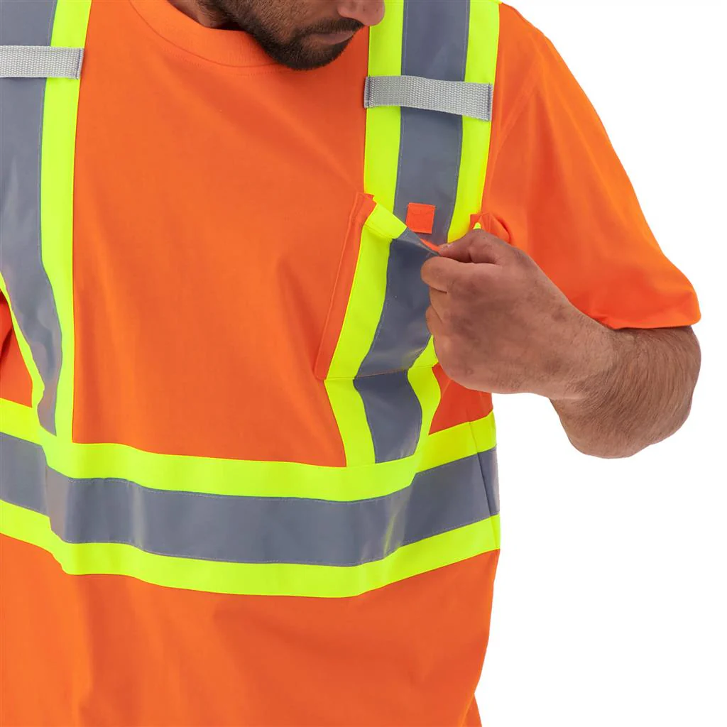 DuraDrive Men's Orange Hi-Vis Short Sleeve Cotton Safety T-Shirt - Image 4