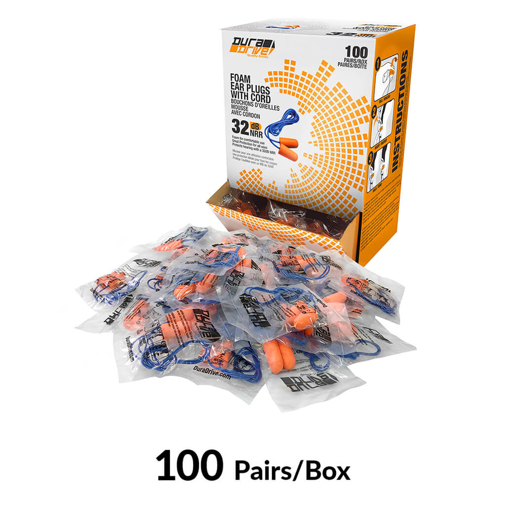DuraDrive Orange Disposable Corded Foam Earplug with 32 dB NRR (100-Pair) - Image 3