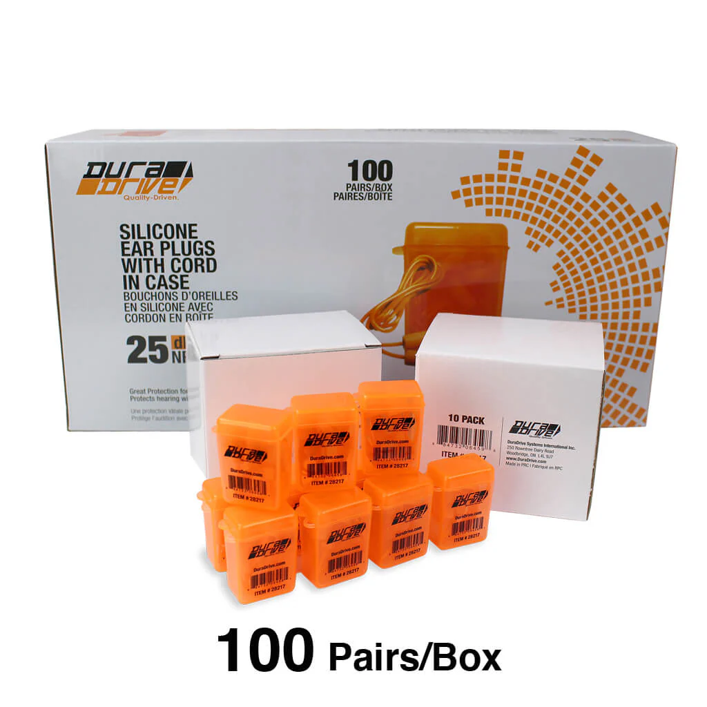 DuraDrive Orange Reusable Corded Triple-Flange Silicone Earplug with 25 dB NRR (100-Pair) - Image 3
