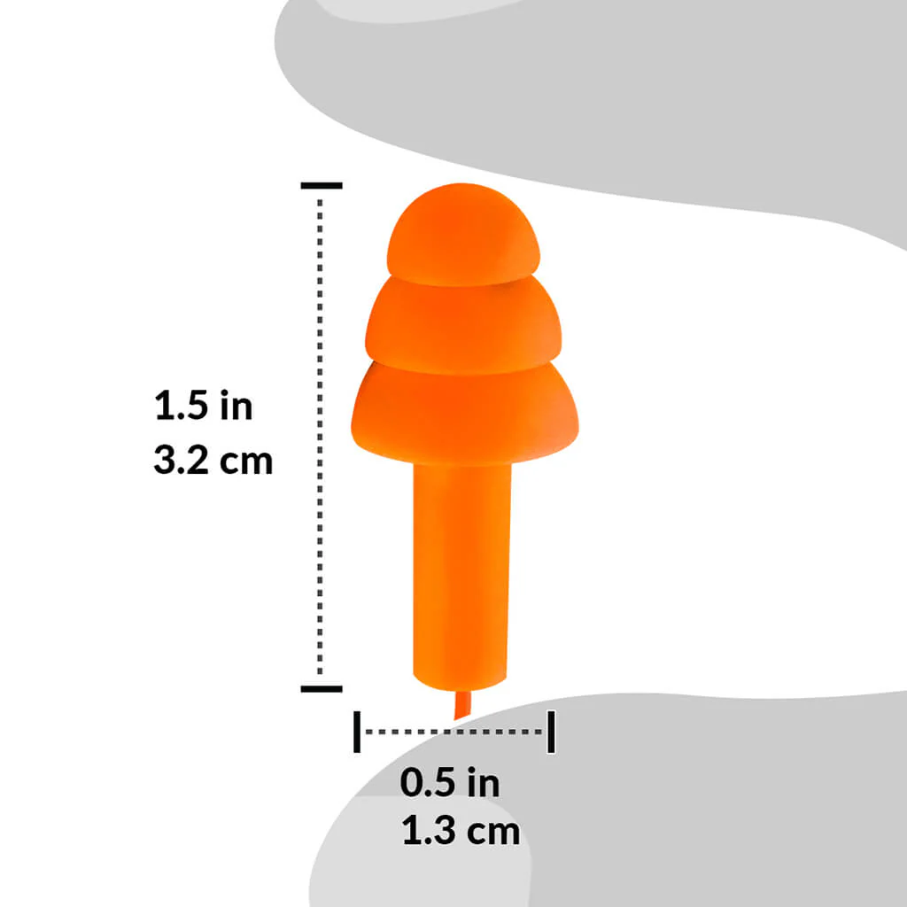 DuraDrive Orange Reusable Corded Triple-Flange Silicone Earplug with 25 dB NRR (200-Pair) - Image 5