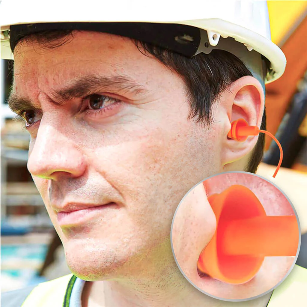 DuraDrive Orange Reusable Corded Triple-Flange Silicone Earplug with 25 dB NRR (200-Pair) - Image 7